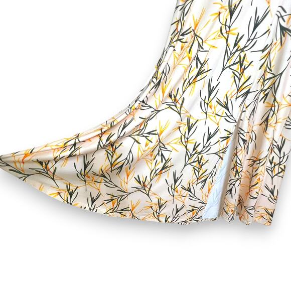 Alexia Admor Size M Lana Midi Dess Leaf Print Front Leg Slit V-back Flowy - Picture 4 of 12